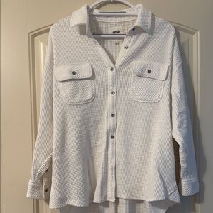 Aerie Ivory Waffle Knit Button-Up Top